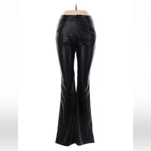 Mint Vanilla Vegan Leather black high rise bell bottom pants, size 10 NWT